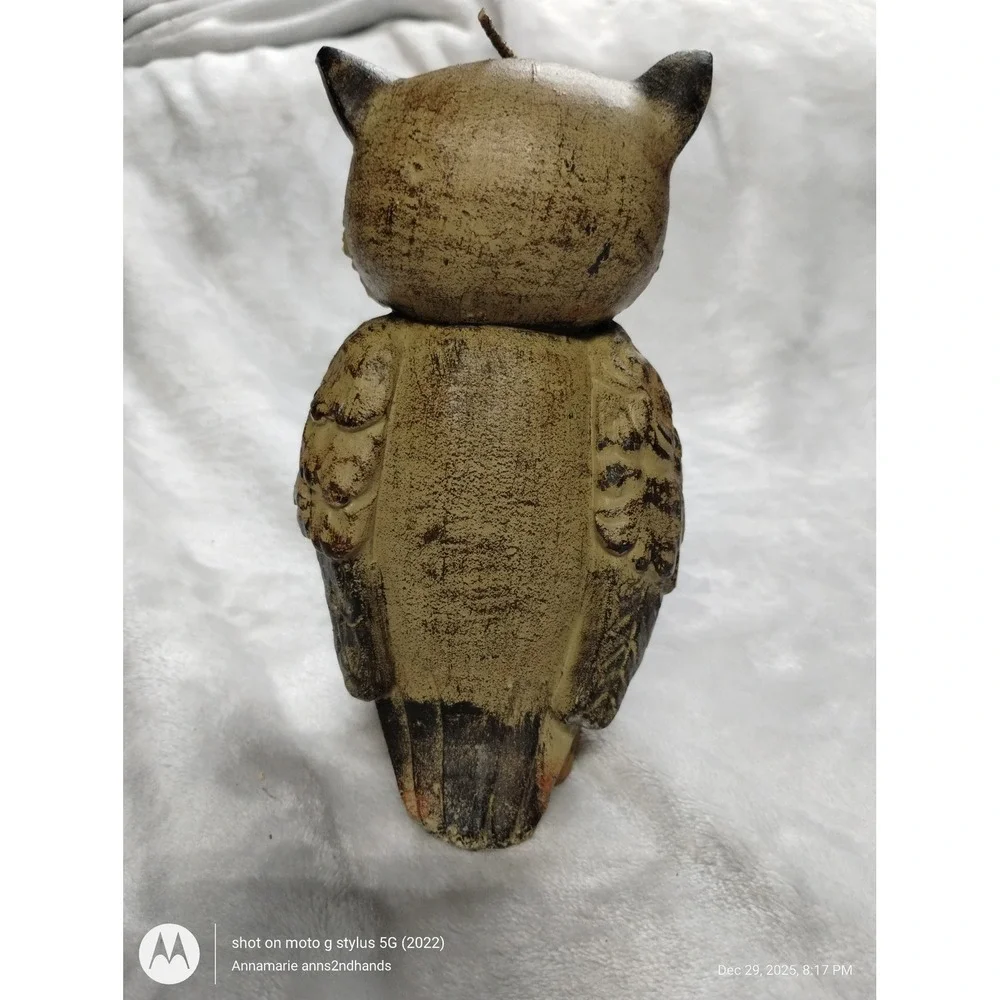 Rustic Owl Candle Figurine‎ Decorative Home Decor Accent